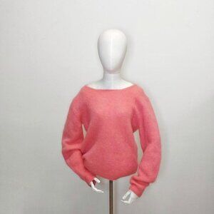 NWT NOOS Italian Knitwear Kid Mohair Wool Blend Salmon Pastel Pink Pullover